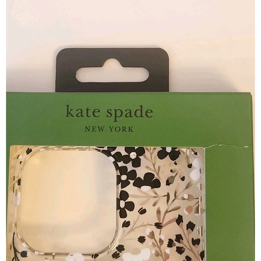 kate spade New York Case for iPhone 15 Pro Max w MagSafe Clear Floral Gold Black